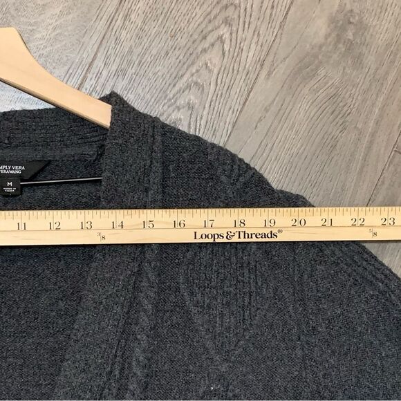 Simply Vera Sky Captain Coatigan Cardigan Gray Black Faux Fur Women’s M. - Picture 11 of 15